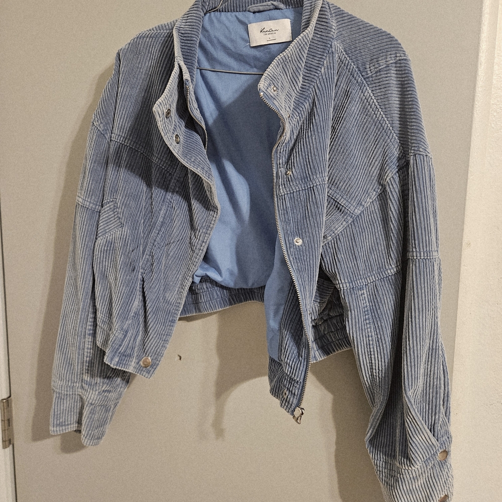 KanCan Blue Bomber Jacket Cropped Denim